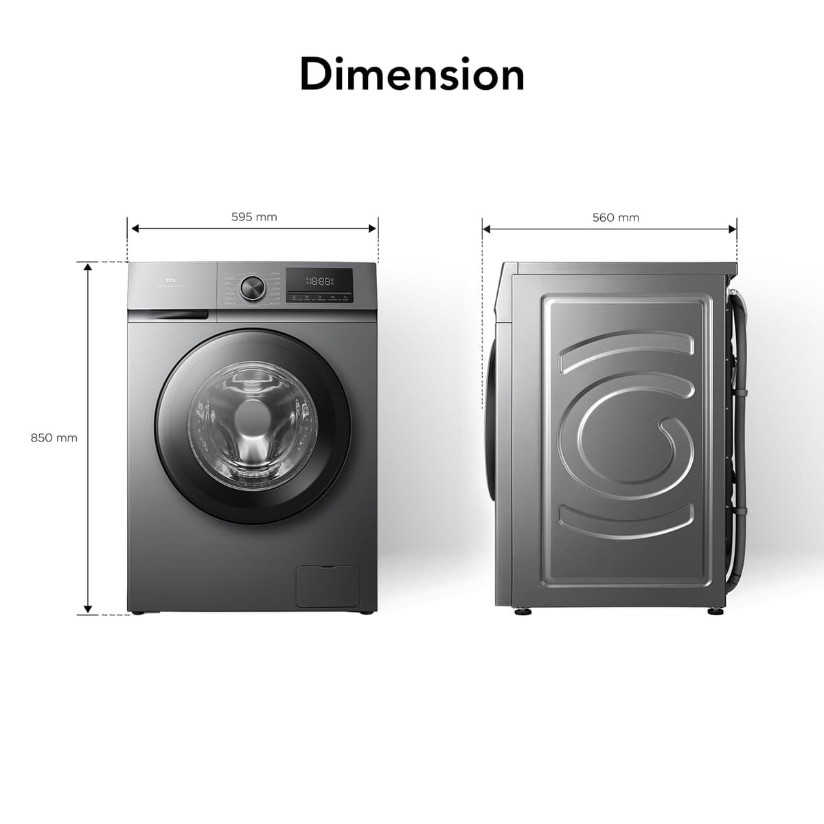 TCL 9kg, A-10% Class Energy Efficient, Front Load Washing Machine with 1400rpm Fast Spin, Smart LED Display, Multi-Program Steam Care, Safety Features- FF0924SA1UK — view 9