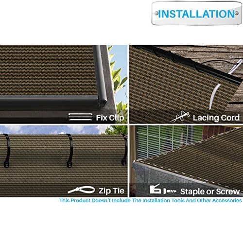 Patio 6' x 50' Sun Shade Fabric Roll 6/8/12 FT Shade Cloth for Patio, Outdoor Mesh Sail Sun Shades Canopy Replacement Pergola Cover for Backyard Deck Porch, Brown — view 3