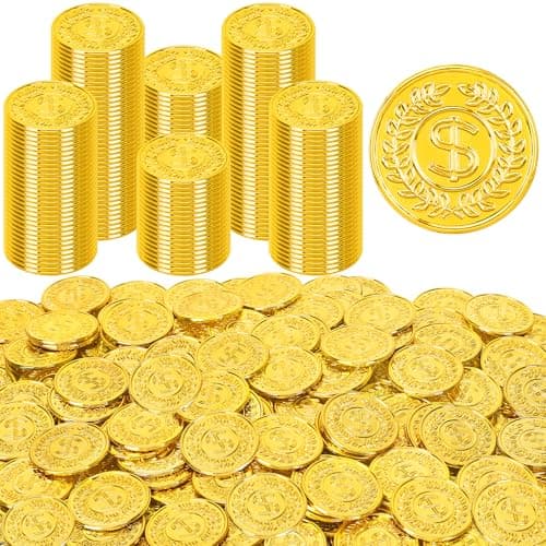 120PCS Gold Coins 1.4in Plastic Fake Pirate Treasure Coins Party Supplies