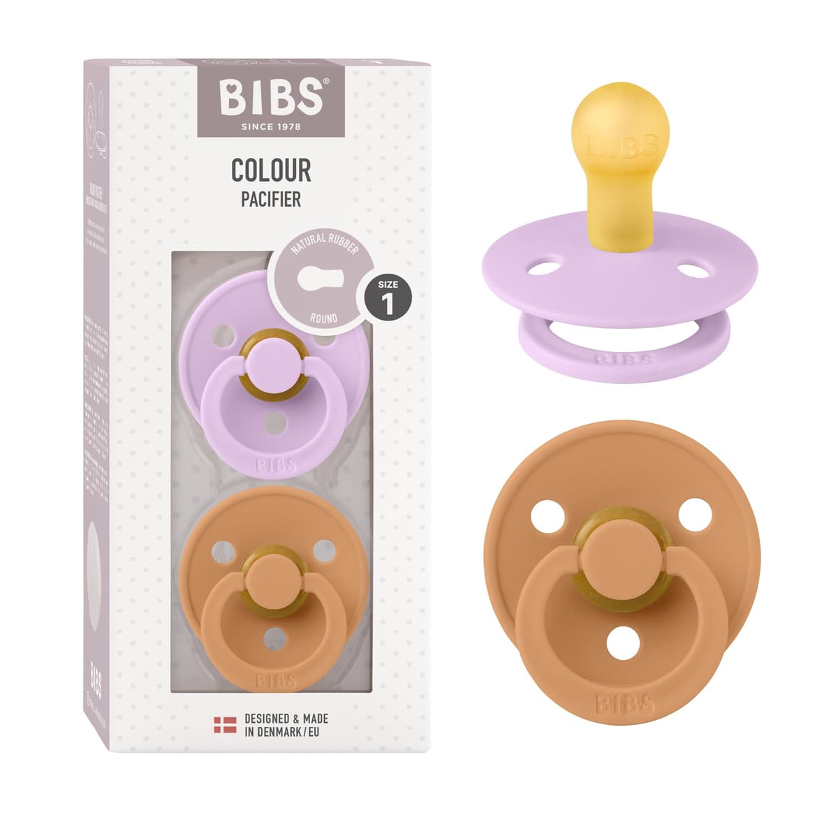BIBS Colour Soother 2-Pack, BPA Free Dummy Pacifier, Round Nipple. Natural Rubber Latex, Size 2 (6-18 Months), Sky Blue/Steel Blue — view 63
