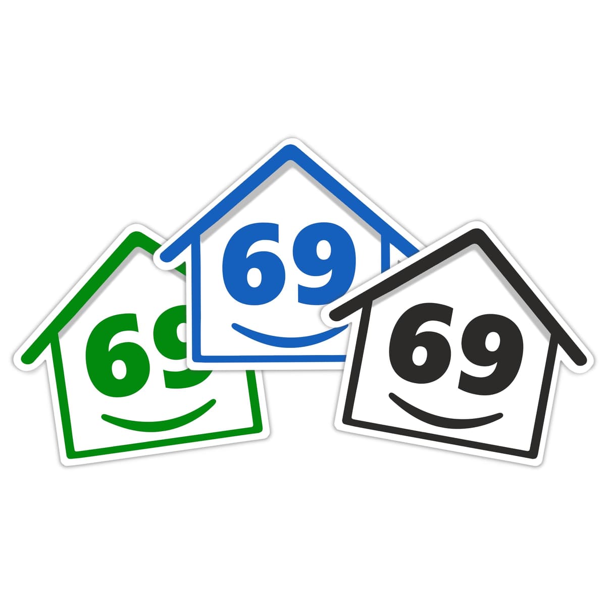 3 x Bin Numbers for Wheelie Bins, 1-99, 15cm ‘Happy House’ Colour Design Dustbin Stickers, Easy Application Stick On Number Stickers - Weatherproof Self Adhesive Vinyl – Blue, Black and Green (1) — view 45