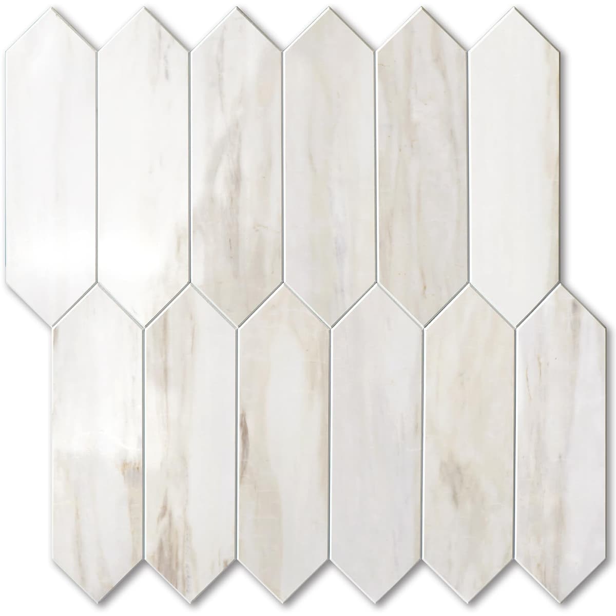 Vamos Tile Glossy Dolomite White Backsplash Tile Peel and Stick, 12.8 x 12.8 Inch 10 Sheets Long Hexagon PVC Self Adhesive Mosaic Wall Tiles Stick on Backsplash for Kitchen and Bathroom — view 10