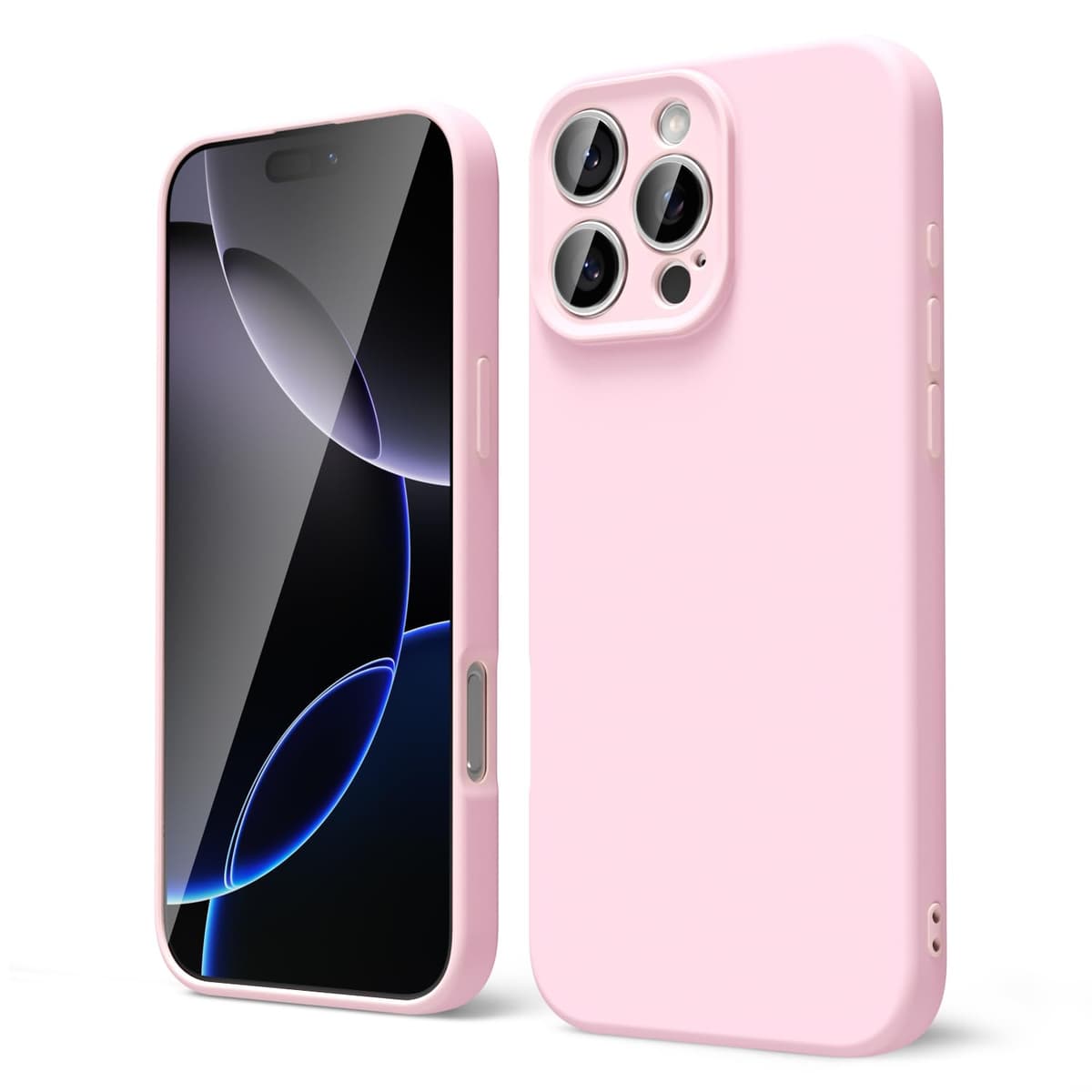 oakxco for iPhone 16 Pro Max Case Liquid Silicone, Soft Rubber Gel Elegant Aesthetic Basic Simple Cover, Cute Thin Slim TPU Matte Solid Color Plain Smooth Case for Women Girl, Light Pink