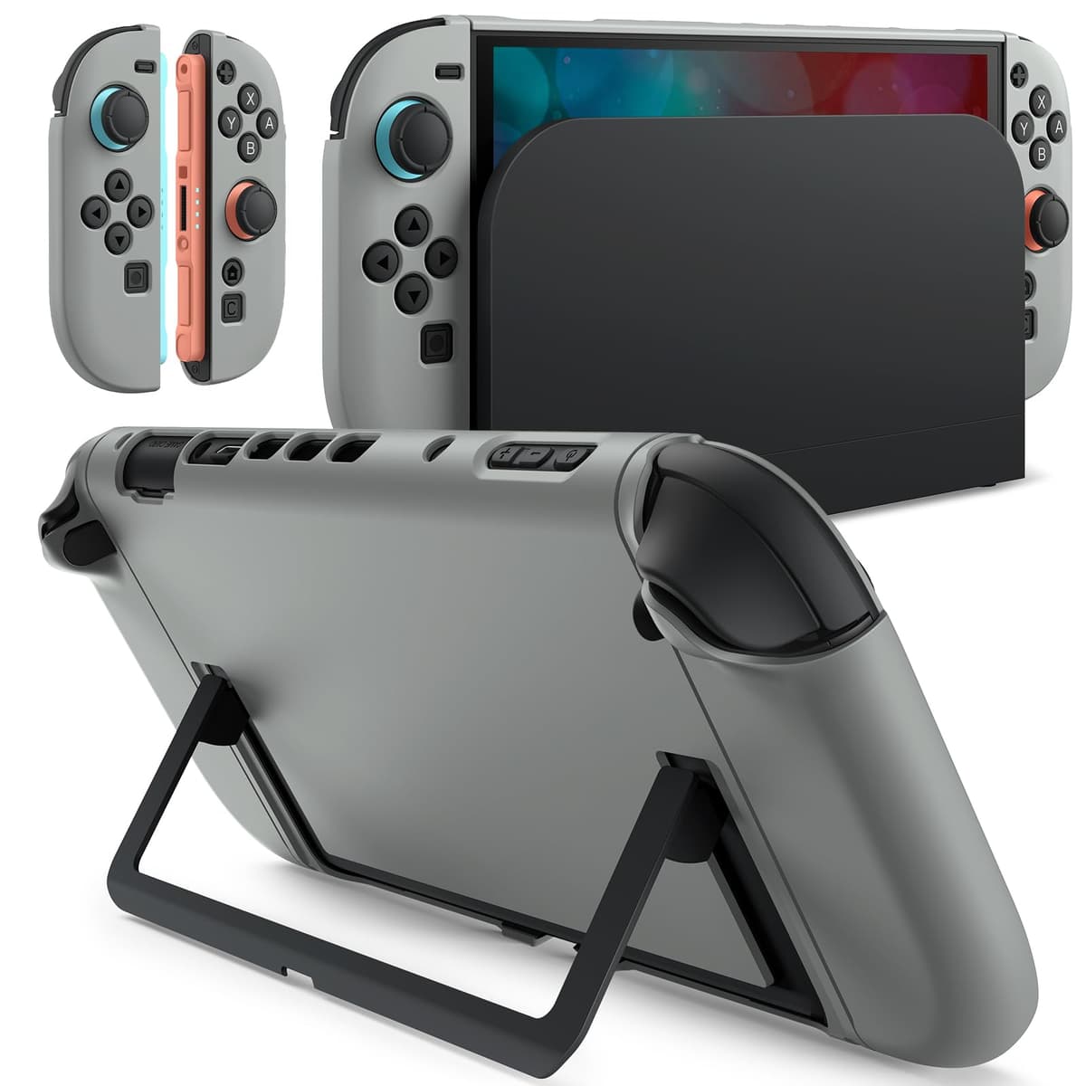 JETech Slim Dockable Case for Nintendo Switch 2 (2025) 7.9 Inch, Soft TPU Grip Cover for Joy-Con Detachable, Matte Carrying Protective PC Back Shell, Anti-Scratch (Black) — view 9