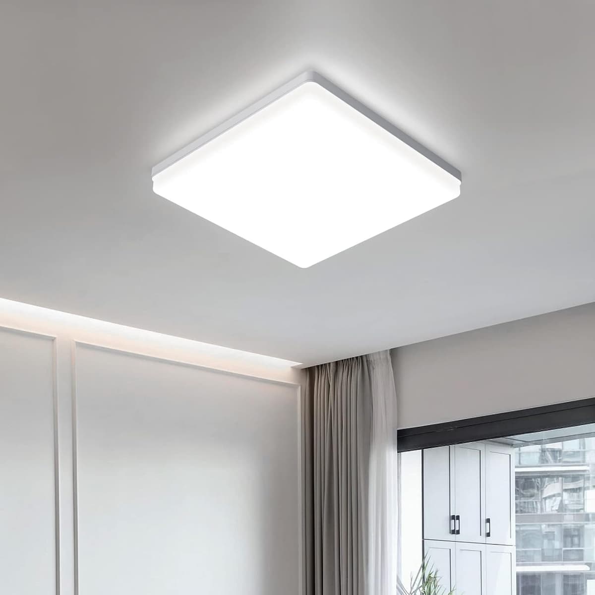 EASY EAGLE LED Lámpara de Techo 48W 4800LM Moderna Cuadrada Plafón Luz Led 6500K Lámpara Panel IP44 Impermeable para Baño Sala Dormitorio Cocina Oficina Comedor Ø30CM — view 16