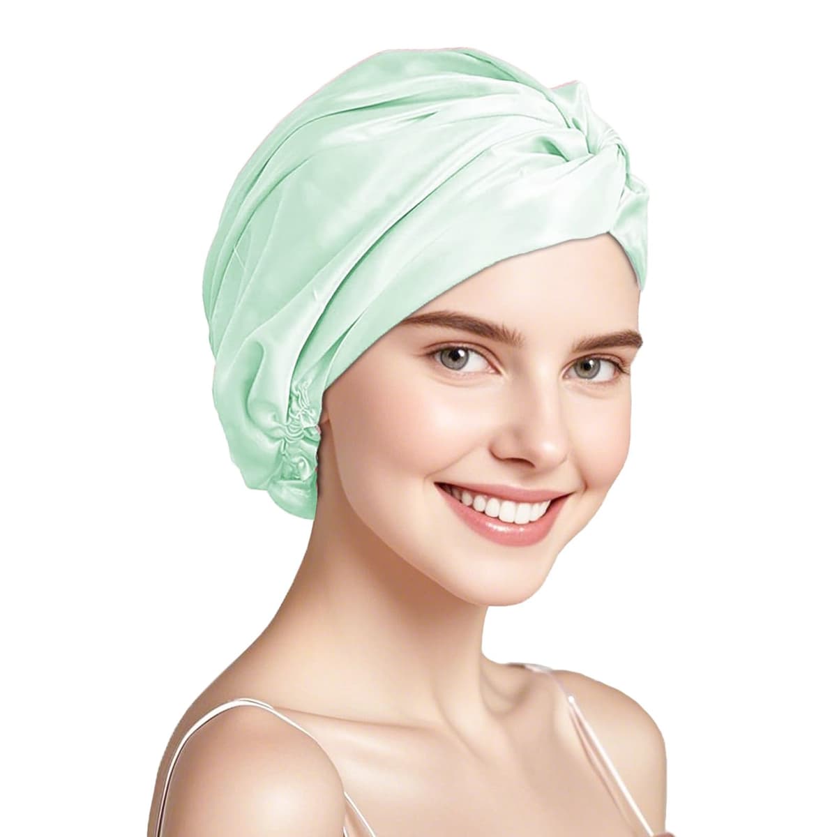 townssilk Gorro de noche para mujer, 100% seda de morera, gorro de ducha de seda de 16 mommes, bueno para el cabello, protege el cabello, gorro de noche de seda, doble capa, canela — view 5