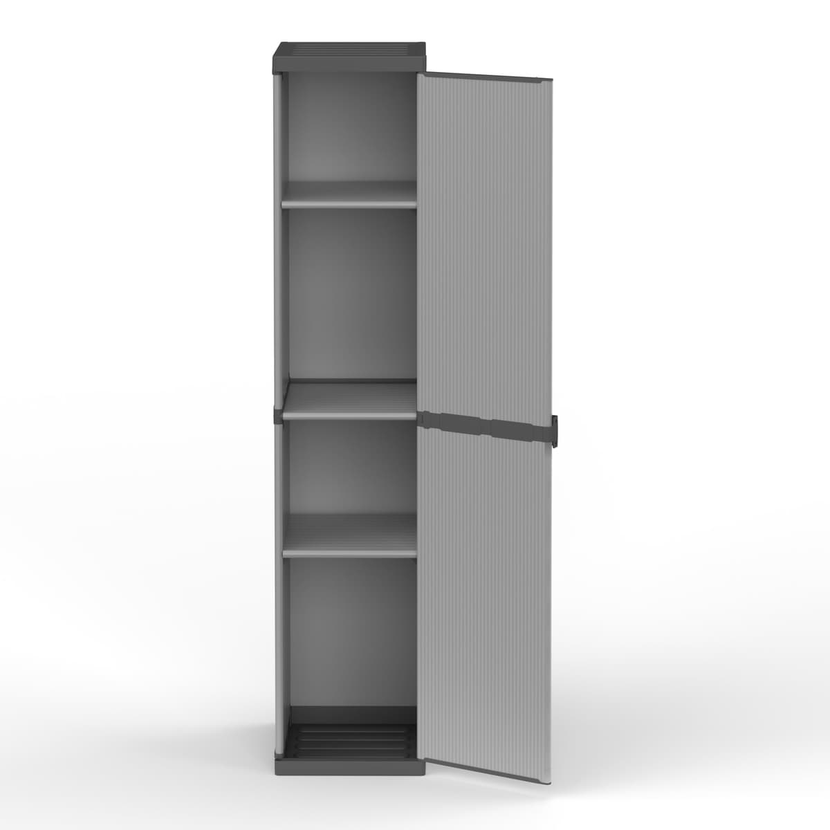 Adventa: Armario de Resina de PVC y PP, 1 Puerta, 3 estantes, fácil de Montar, Modular System, Resistente, Apto para ambientes Interiores y Exteriores, 34 x 40 x 165 cm, Gris y Negro — view 4