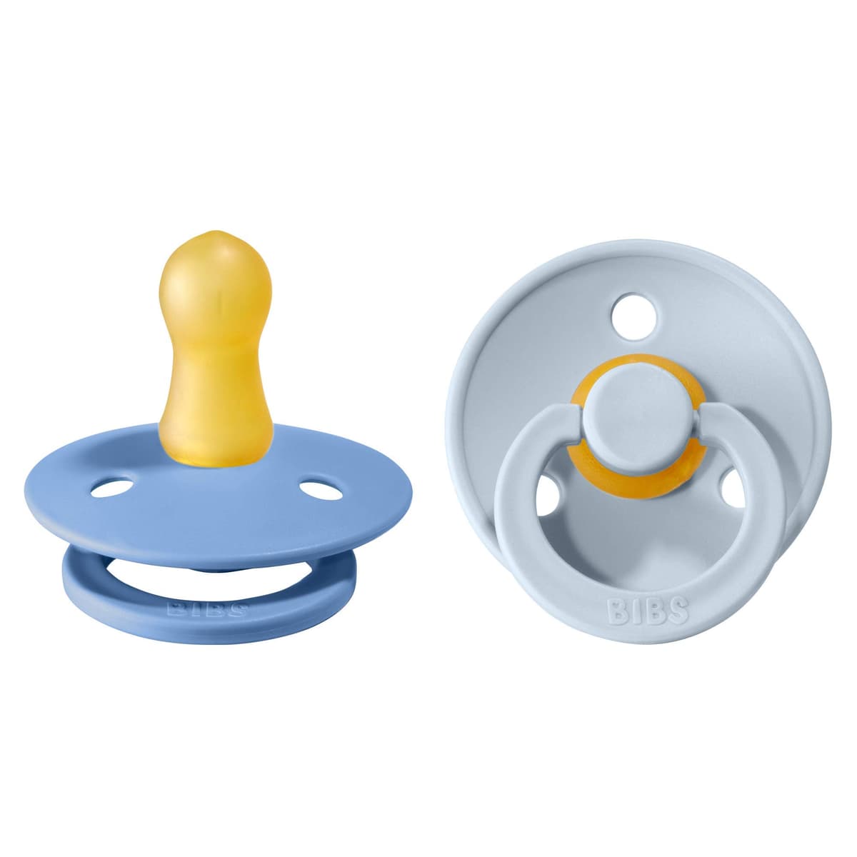 BIBS Colour Soother 2-Pack, BPA Free Dummy Pacifier, Round Nipple. Natural Rubber Latex, Size 2 (6-18 Months), Sky Blue/Steel Blue — view 22