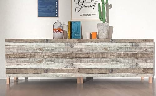 Yun-aeon Natural Wood-Grey Wood Contact Paper Peel and Stick Wallpaper 17.3”x 80”Self Adhesive Removable Vintage Faux Wood Wall Paper Plank Shelf Home Decoration Kitchen Counter Cover Use — view 7