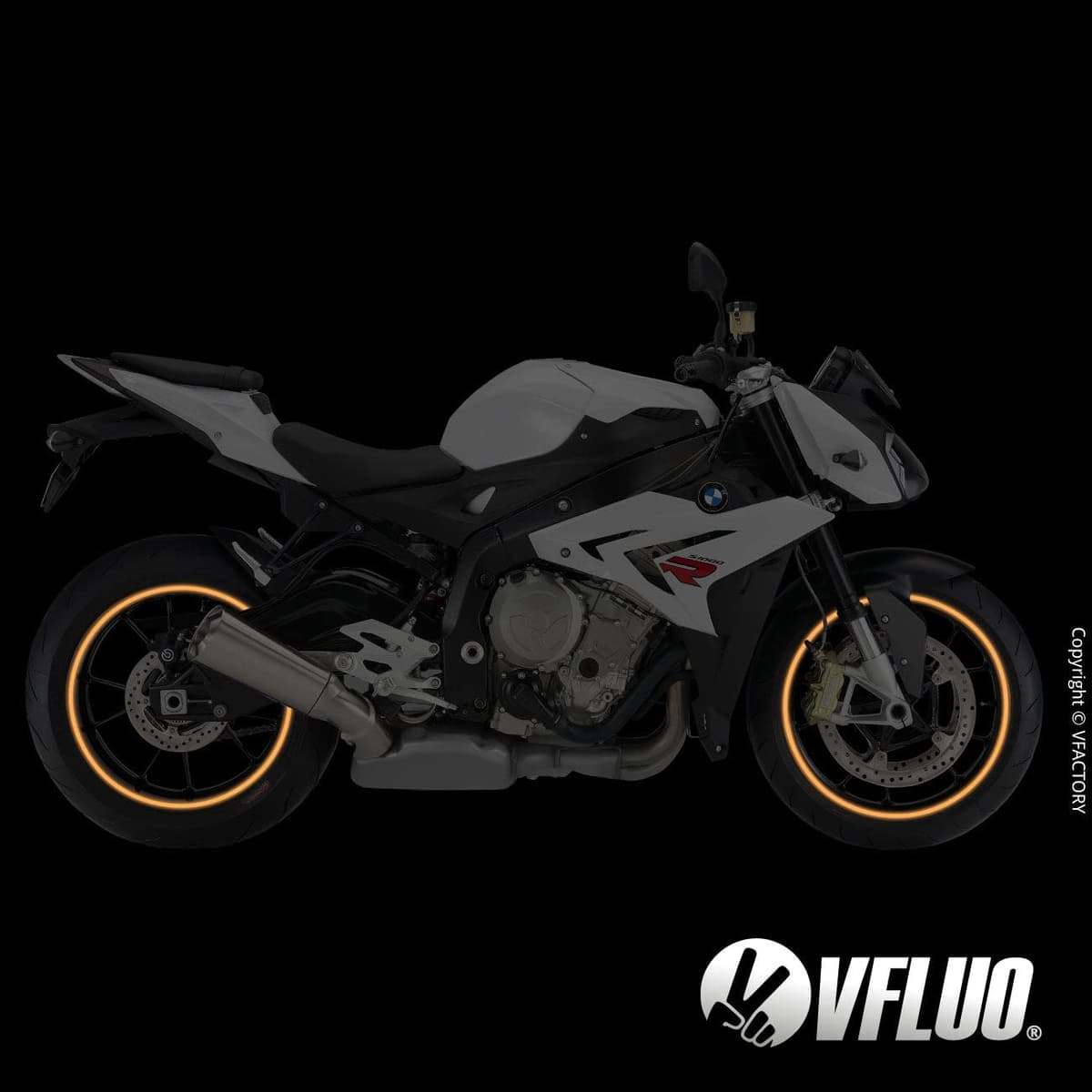 VFLUO - Kit pegatinas llantas de moto reflectantes, autoadhesivas para 1 rueda, 3M Technology™ - Gran visibilidad lateral - Discreto y diseño - Fácil colocación — view 4