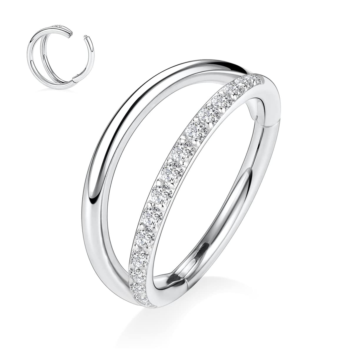 hengkaixuan Triple Double Nose Hoop Ring Sleeper Hoop Earring Helix Rook Conch Cartilage Daith Tragus Earrings Septum Ring Lobe Nose Piercing Jewellery for Women — view 22