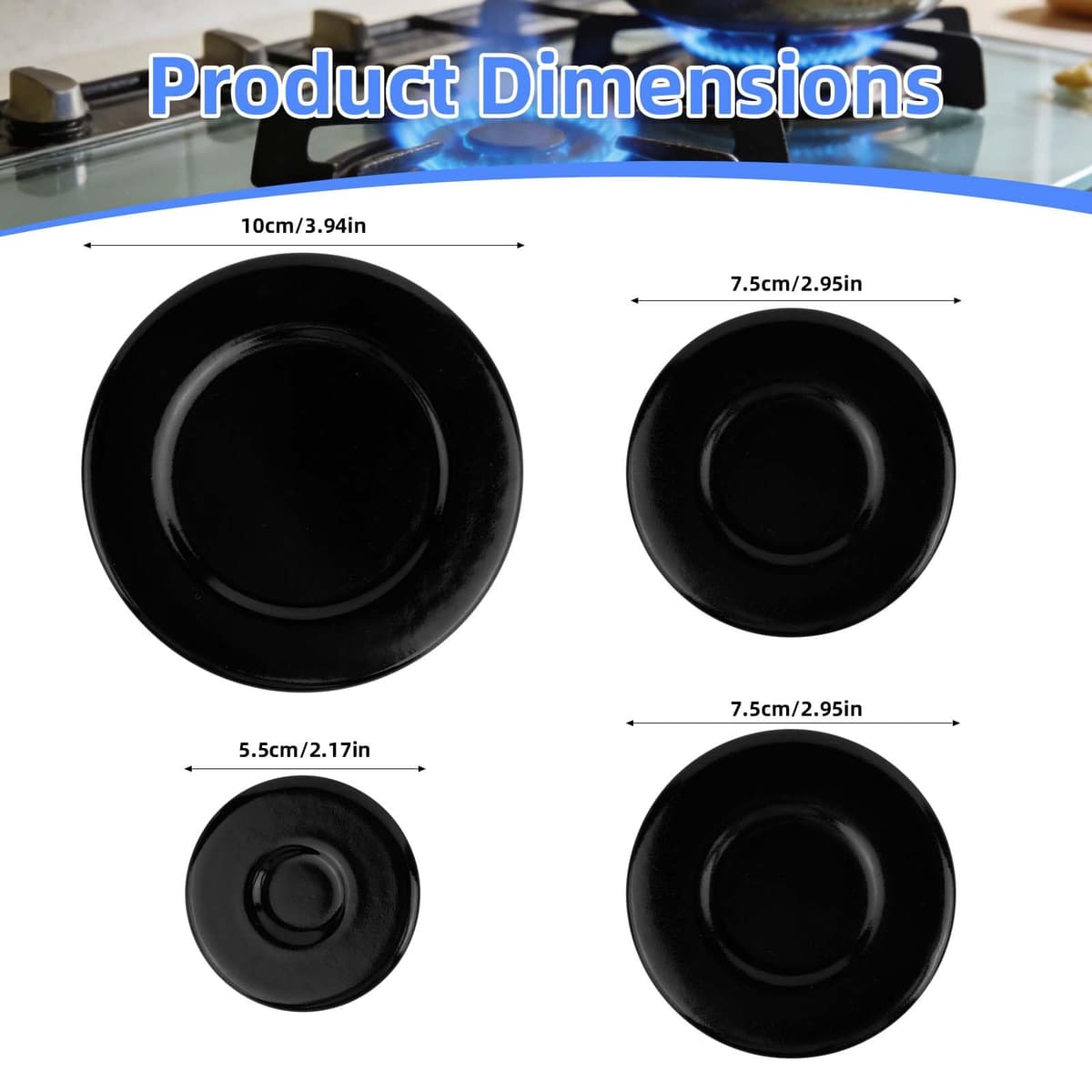 4uds Tapa Quemador Cocina Gas para SABAF, Duraderas Hierro Refinado Cubierta Quemador Cocina Gas para Garantizar Calor Uniforme y Estabilidad de Llama (Superficie Cóncava) — view 2