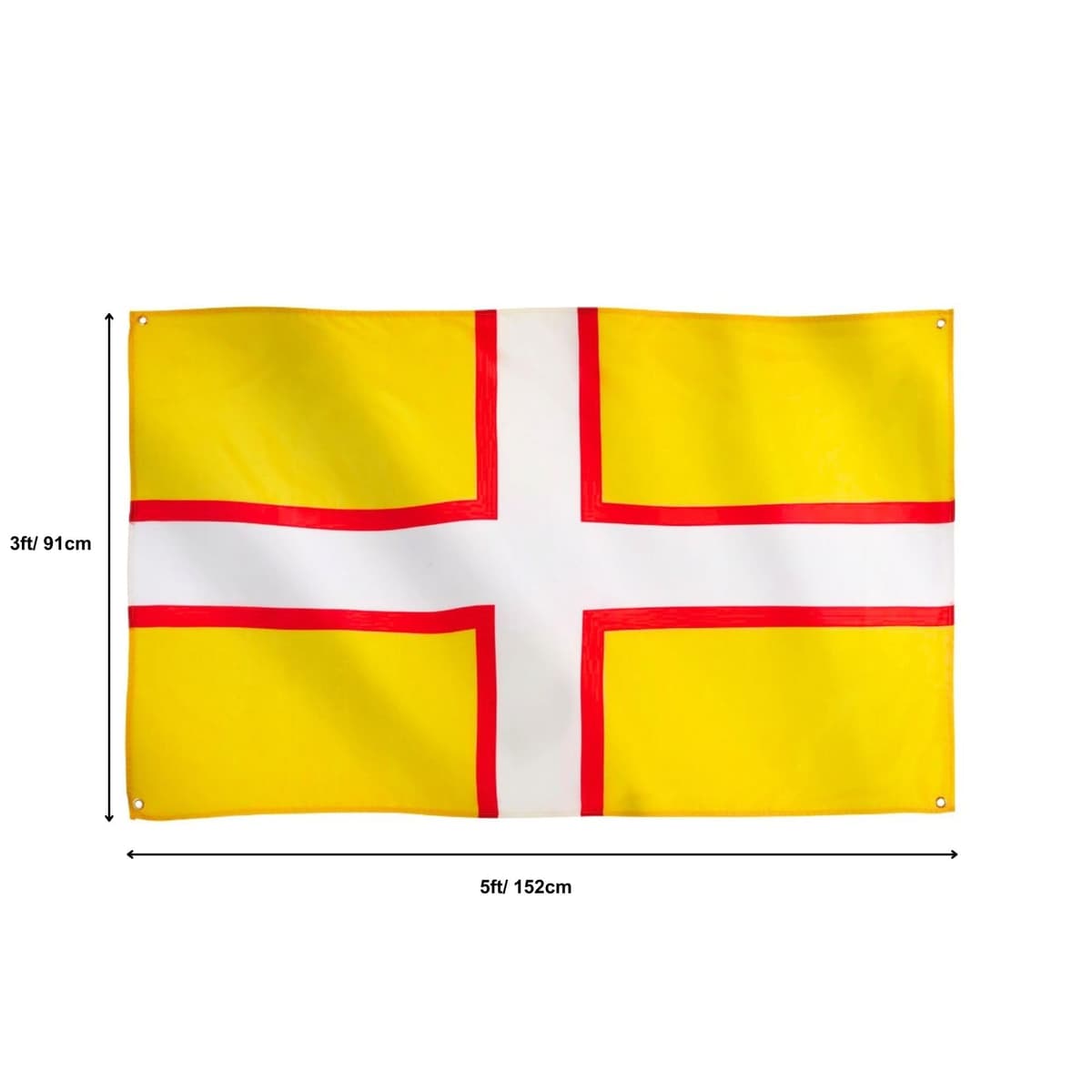Runesol Cornwall Flag - 91x152cm, 3ft x 5ft, Cornish Flag, 4 Grommets, Eyelet in Every Corner, Premium Quality, Inside & Outside Use, Vivid Colours — view 1264