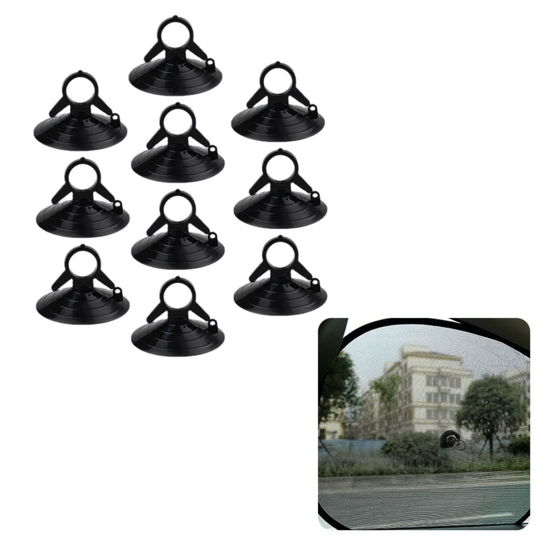 Obelunrp Tazas de succión, 10 Piezas de 4,5 cm de Vidrio pequeñas Tazas de succión con Anillo de tirón, Tazas de succión de Ventana del automóvil, Almohadillas de Sucker para Visor automotriz (Negro) — view 5