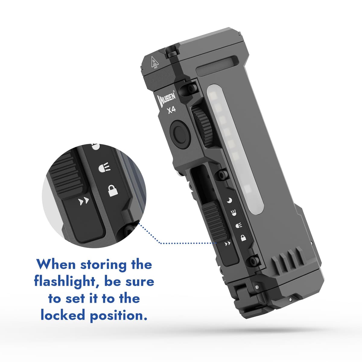 WUBEN X4 EDC Rechargeable Flashlight with RGB Light, LED Flashlight 1500 High Lumens with Tactical Switch and Magnetic, IP65 Portable Pocket USB C, Mini Flash Light for Travel, Camping, Work — view 7
