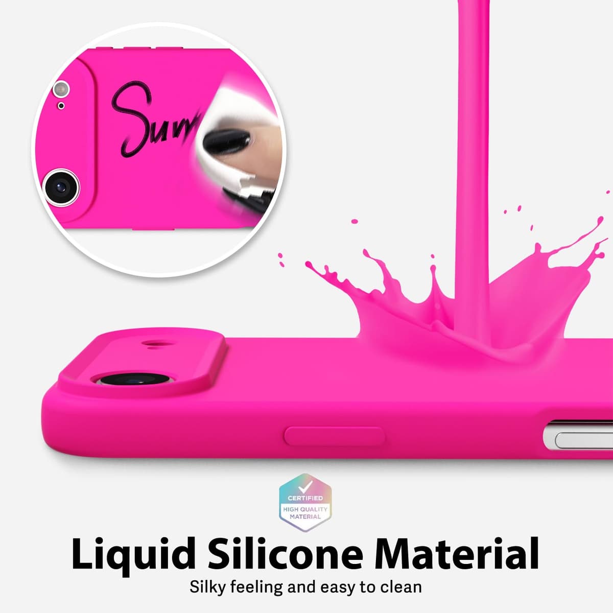 oakxco for iPhone 17 Pro Max Phone Case Liquid Silicone, Cute Thin Slim Grip Soft Rubber Gel for Women Men, Smooth Matte TPU Plain Solid Color Girly Simple Case with Camera Cover, Light Pink — view 1290