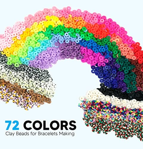 Dowsabel 15000 Pcs Clay Beads Bracelet Making Kit, 4 Boxes 72 Colors Friendship Clay Beads Bracelet Kit with Charms Kit for Jewelry Making, DIY Arts and Crafts Gifts for Kids and Adults — view 2