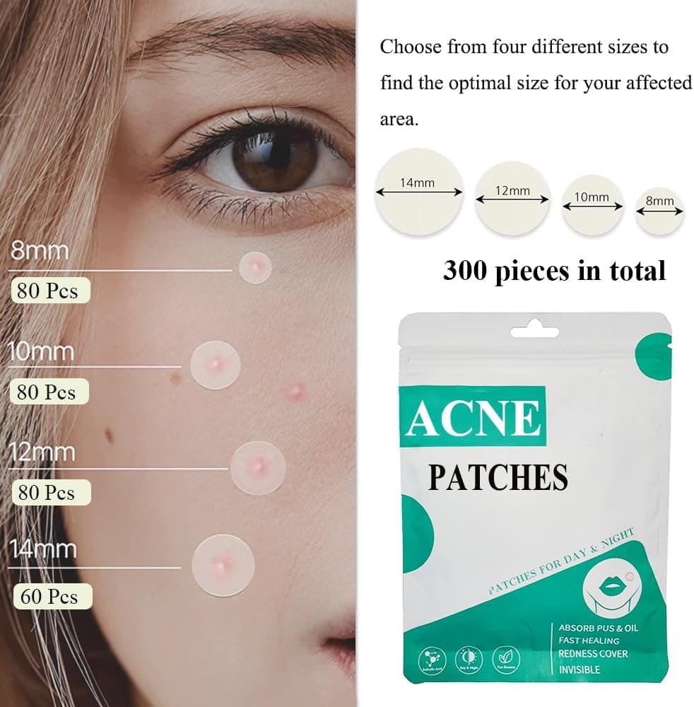 Zemolo 300 PCS Patches For Pimple,Pimple Patch Patches Acne Hydrocolloid Invisible Absorbent Cover,Day And Night Use In One, 