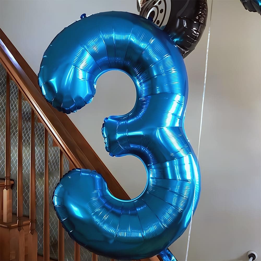 Foil Globo Número 5 Azul 40" (101cm), Inflable Helio o aire, Gigante Numeros 0-9, 10-19, 20-29, 30-100, Grande Globos Decoración para La Boda Aniversario y Cumpleaños Fiestas — view 396