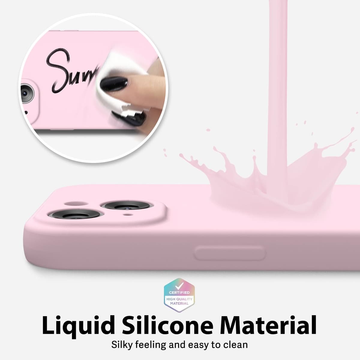 oakxco for iPhone 17 Pro Max Phone Case Liquid Silicone, Cute Thin Slim Grip Soft Rubber Gel for Women Men, Smooth Matte TPU Plain Solid Color Girly Simple Case with Camera Cover, Light Pink — view 1474