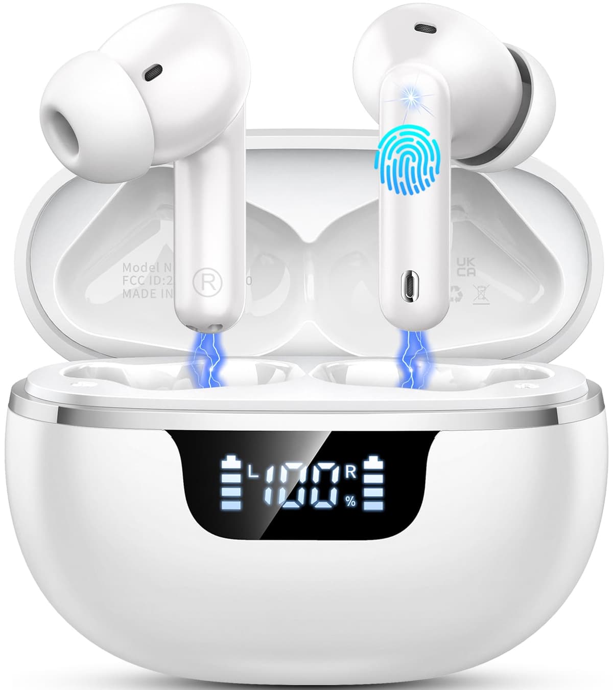2026 Wireless Earbuds, Bluetooth 5.4 Headphones, 50H Playtime In Ear Earphones HiFi Stereo, Ear buds with 4 ENC Noise Cancelling Mics Deep Bass, IP7 Waterproof Earbuds with LED Display, Fast Charging — view 8