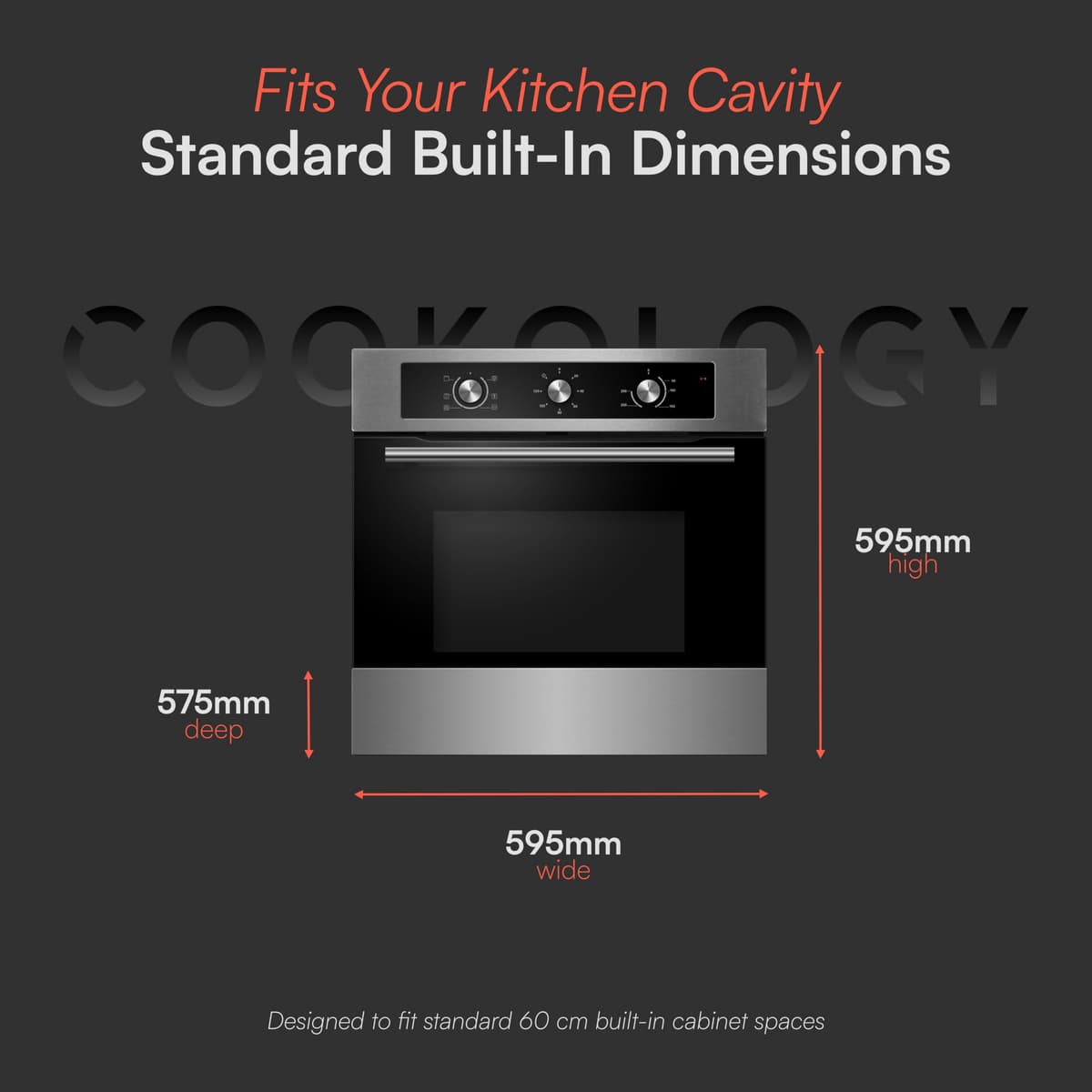 Cookology COF600SS Built-in Electric Single Fan Oven in Stainless Steel - 65 Litre Capacity - Easy Programmable Timer - Minute Minder — view 3
