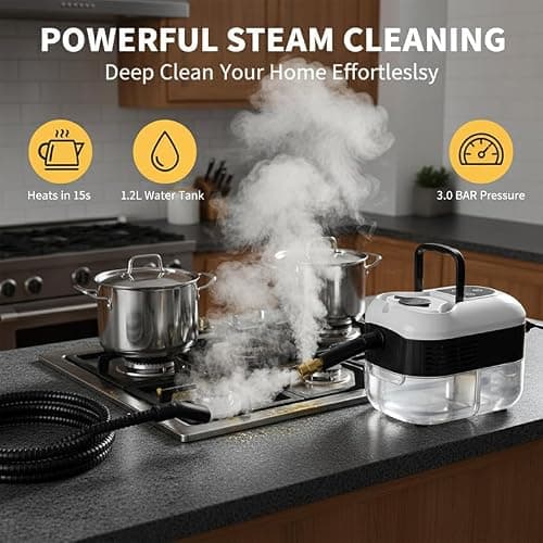 Handheld Steam Cleaner: 2500W High Temperature Pressurized Steamer with 6 Adjustable Levels - Portable Multi-Surface Steam Cleaning Machine for Kitchen, Bathroom, Furniture, Car, Windows (Red) — view 4