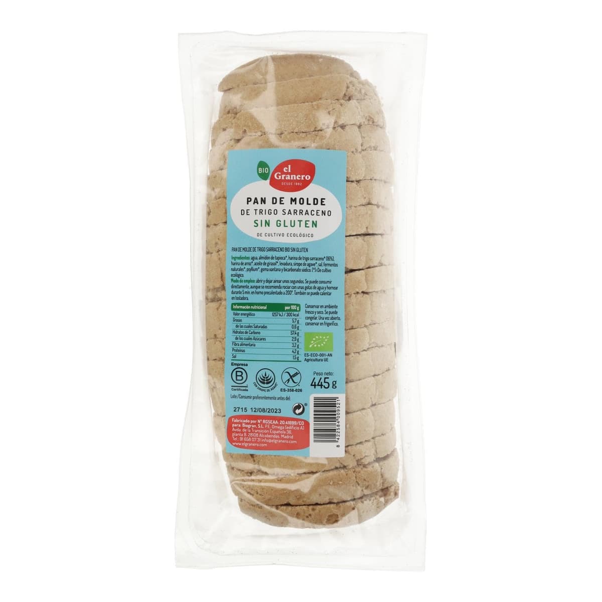 El Granero Integral - Pan Payés con Trigo Sarraceno Sin Gluten BIO - 250 g - Alto Contenido en Proteínas y Minerales - Apto para Veganos y Celíacos - Alimento Natural — view 5