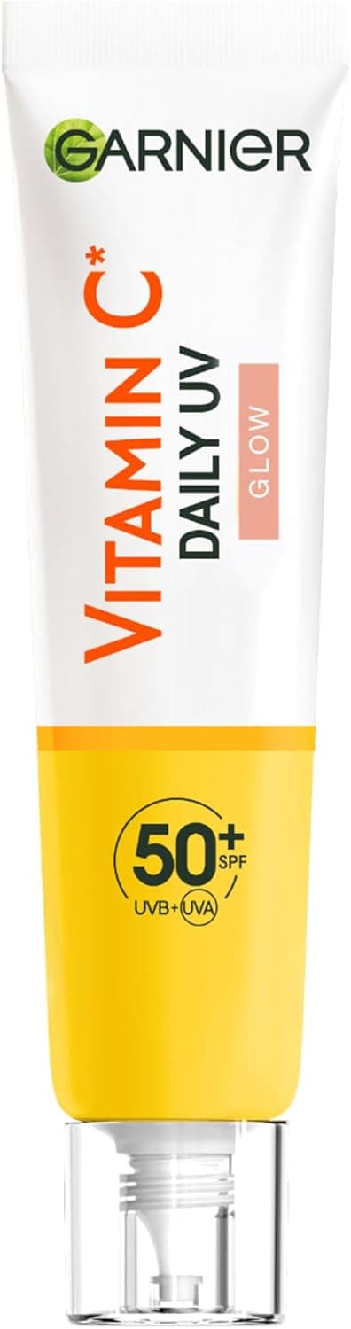 Garnier Vitamin C Daily UV Brightening Fluid Sheer Glow, SPF50+, Prevents + Corrects Sun Damages + Evens Skin tone, Face & Neck, For all skin types, Cruelty-Free, Vegan, 40ml