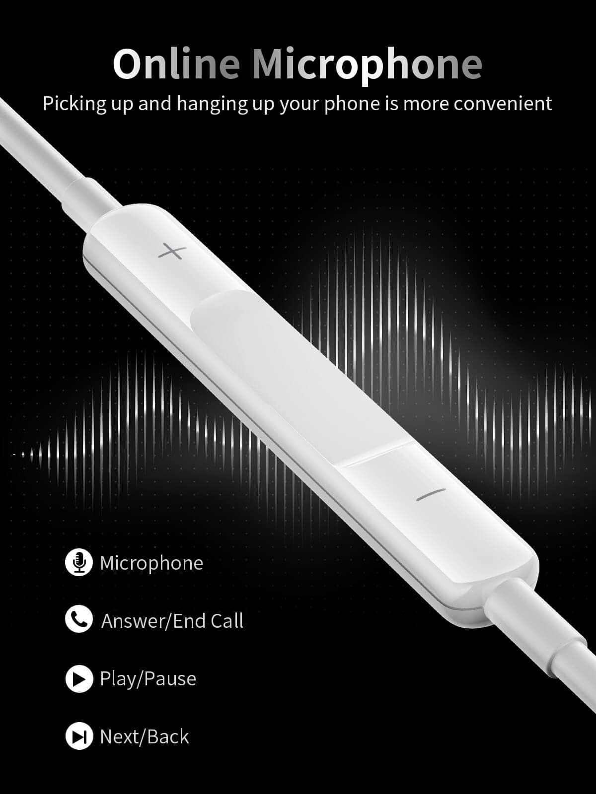 ANKA In Ear Headphones Wired Earphones Built-in Microphone and Volume Control Earbuds,Headphones Compatible with Phone 14/13/12/11/SE/XR/XS/8/7 White 1Pack — view 3