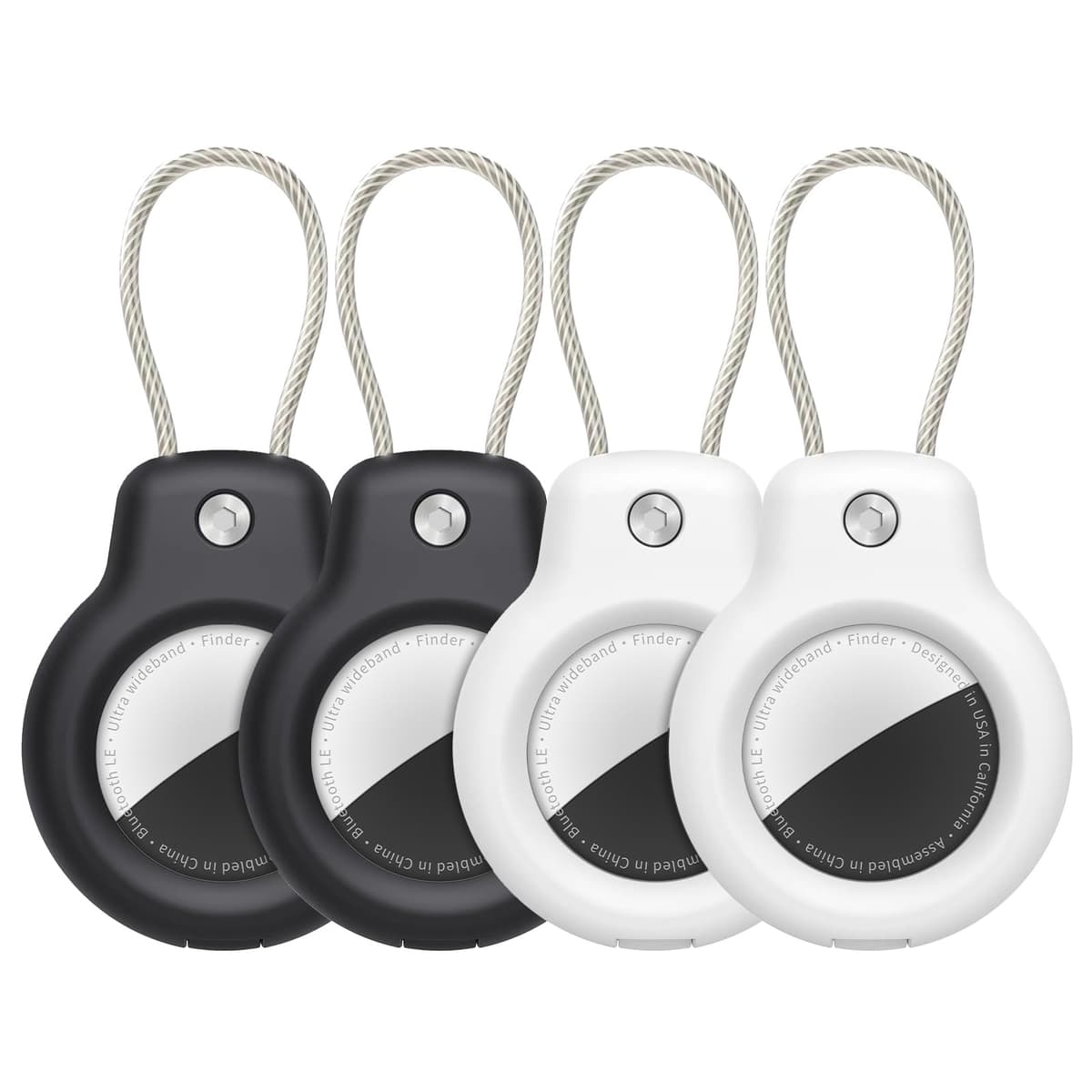 SPGUARD Compatible con Apple AirTag Colgante Soporte Seguro con Cable, 4 Pack Air Tag Lock Caso Llavero Llavero Cubierta Etiqueta de Equipaje para Llaves, Equipaje y más