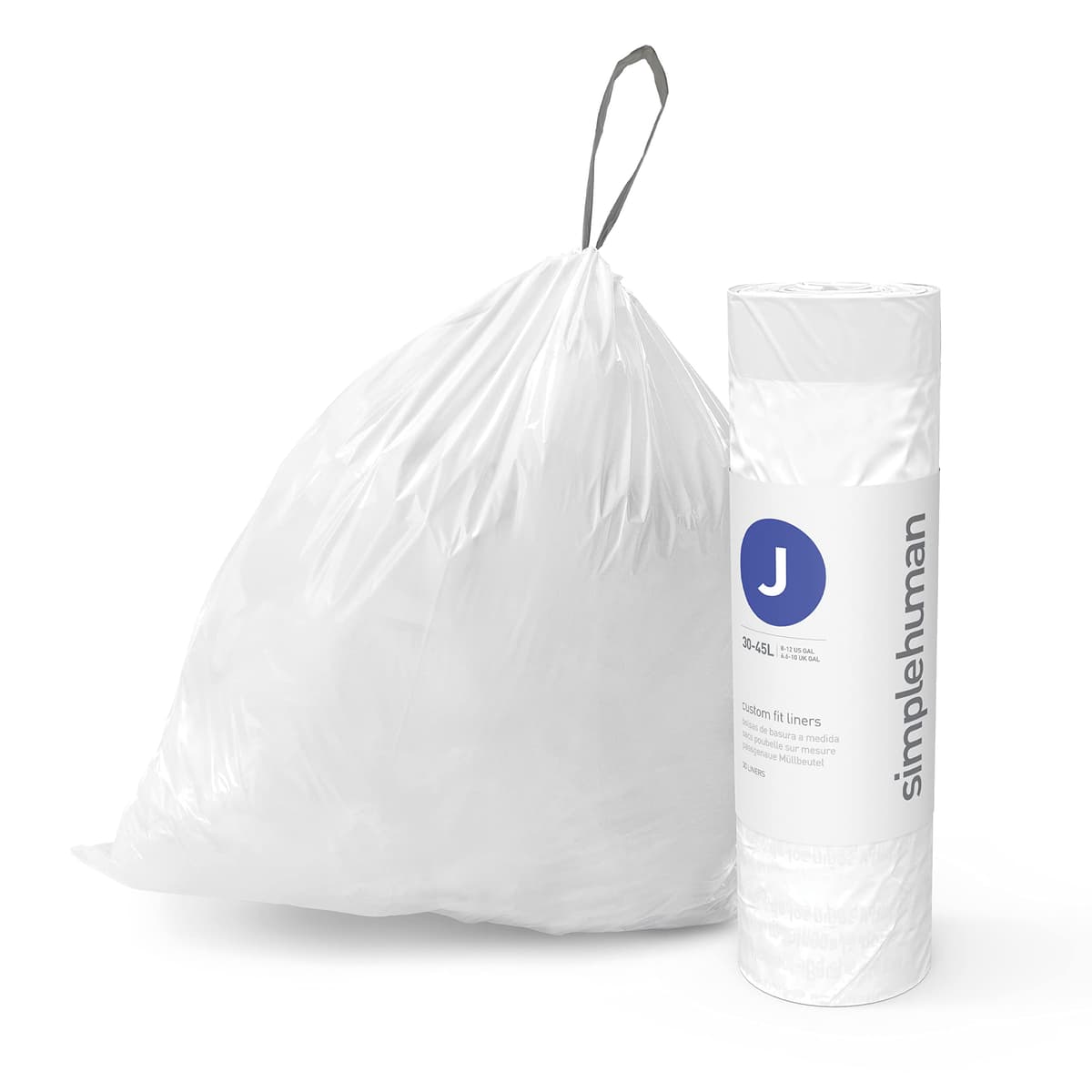 simplehuman CW0408 3 x paquete de 20 bolsas de basura a medida (60 bolsas), código V, plástico blanco — view 39