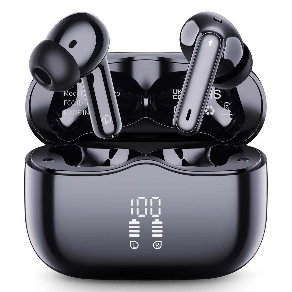 Wireless Earbuds, 2026 Bluetooth 5.4 Headphones in Ear with 4 ENC Noise Cancelling Mic, Wireless Earphones with HiFi Stereo, 40H Playtime, LED Display, Bluetooth Earbuds IP7 Waterproof, Light, USB-C