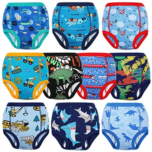 MooMoo Baby Training Underwear 10 Packs Absorbent Toddler Training Pants for Boys and Girls Cotton Blue 4T