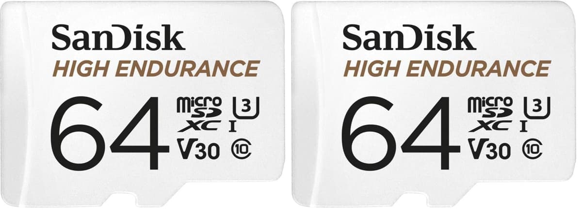 SanDisk HIGH ENDURANCE Video Monitoring for Dashcams & Home Monitoring 64 GB microSDXC Memory Card + SD Adaptor, Up to 100 MB/s read and 40 MB/s Write, Class 10, U3, V30, White — view 5