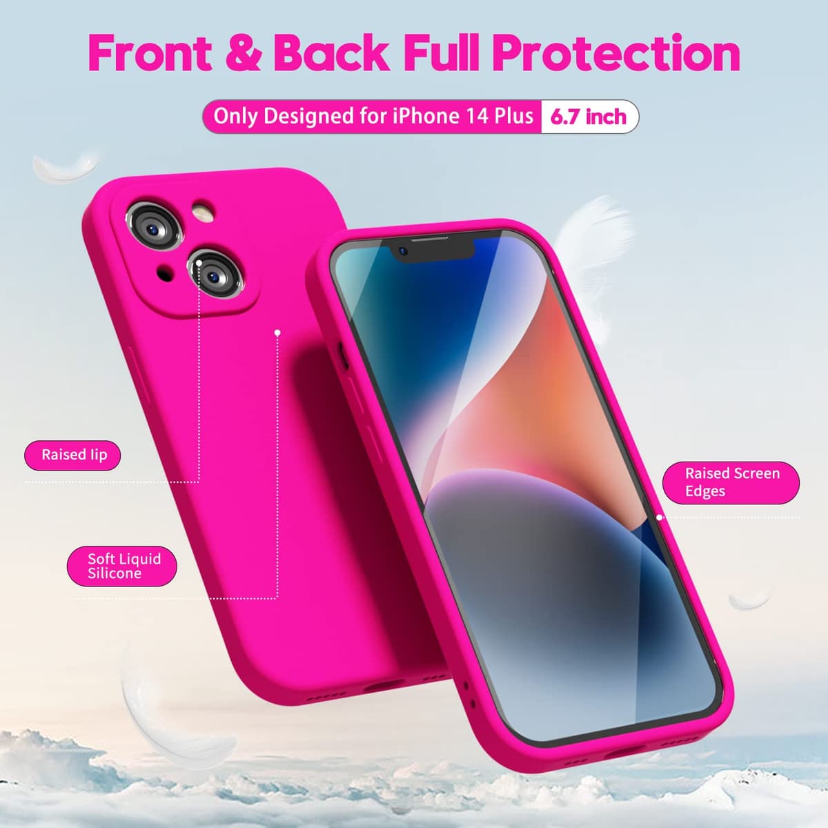 oakxco for iPhone 17 Pro Max Phone Case Liquid Silicone, Cute Thin Slim Grip Soft Rubber Gel for Women Men, Smooth Matte TPU Plain Solid Color Girly Simple Case with Camera Cover, Light Pink — view 1275
