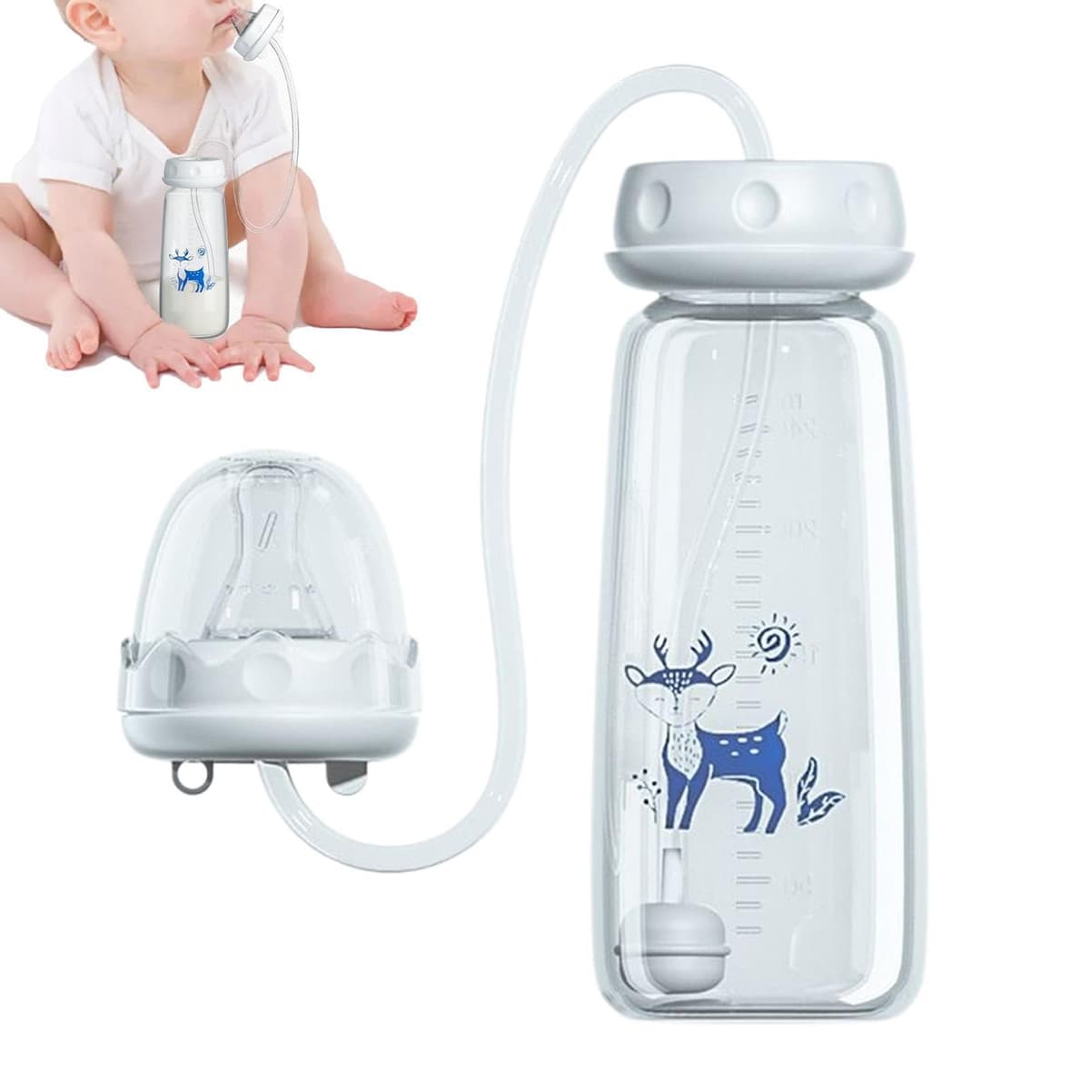 3-in 1 Anti-Colic Babys Bottles, 2026 New Hands Free Anti-Colic Bottle, 240ML Silicone Leak Proof with Nipple Straw, Adjustable Fast Flow Milk Bottle for Babys 3 Months — view 9