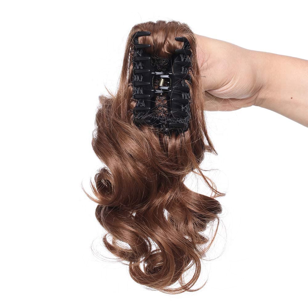 17"(43cm) SEGO Ponytail Long Synthetic Hair Looks Natural [Red Brown/Orange] Clip in Hair Extensions Curly Tail Ponytail Extension (90g) — view 74