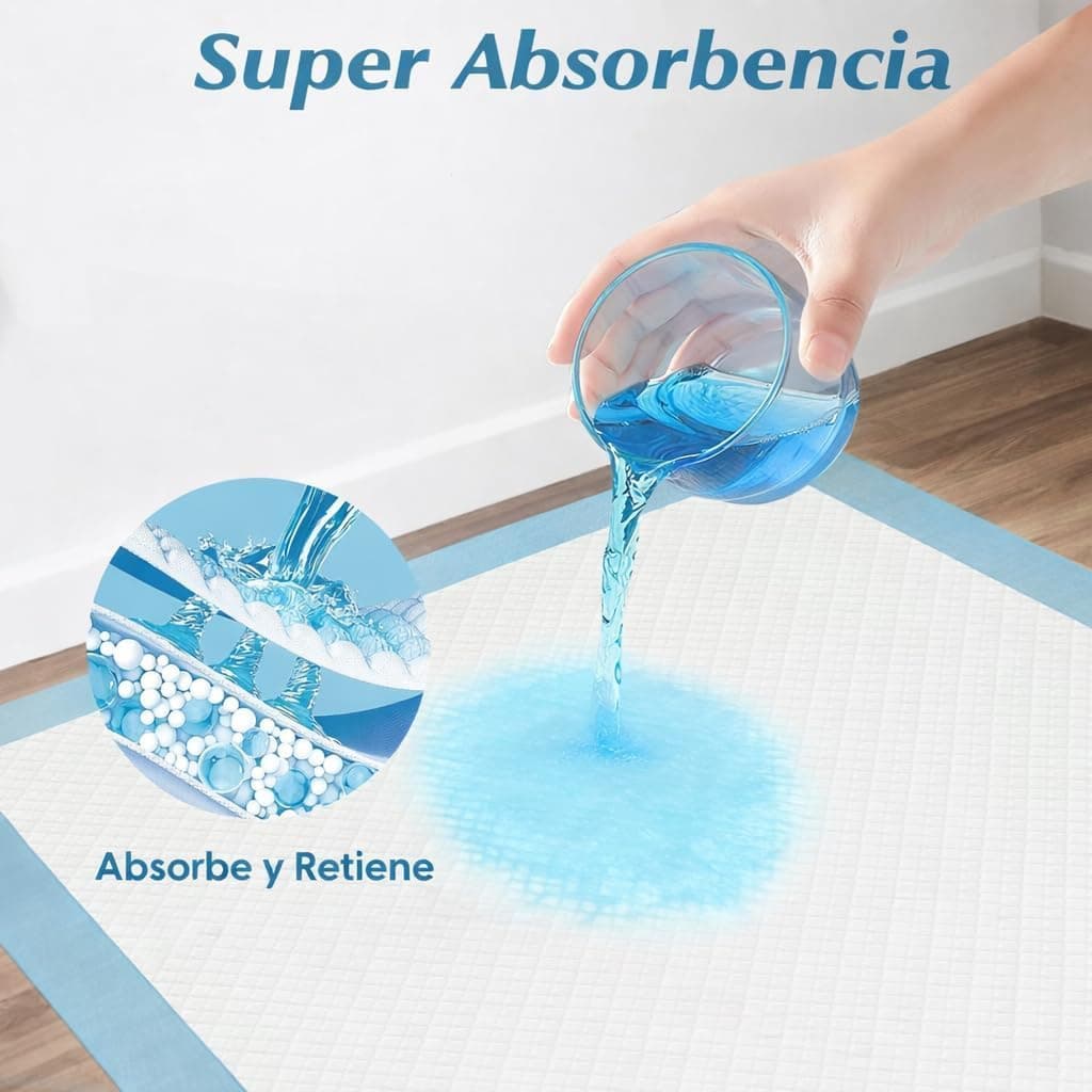 Empapadores Perros 60x60 cm 100 Uds 6 Capas Desechables - Empapadores Perro Adiestramiento Perros Cachorros - Empapadores Desechables - Resguardos para Cães — view 3