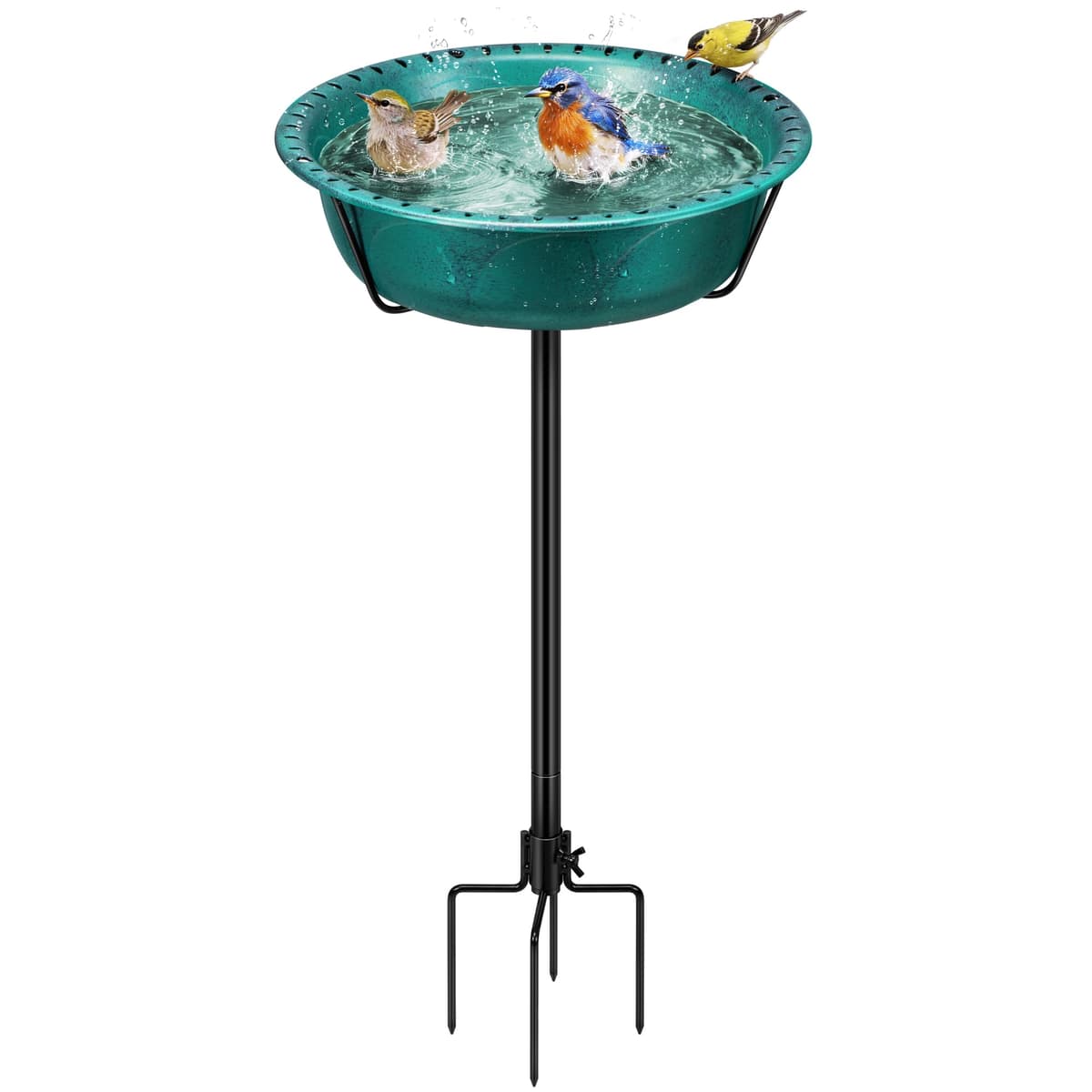VIVOHOME Bird Bath for Garden, Metal Vintage Freestanding Birdbaths, Upgraded 4-Pronged Base, Bird Baths Feeder Bowl for Outdoor Garden Patio Yard Lawn Decor Green