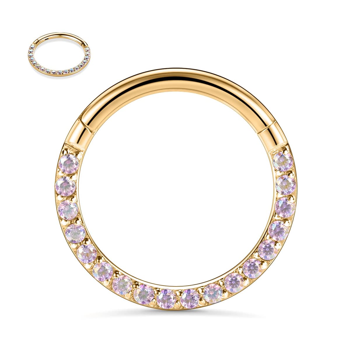 hengkaixuan CZ Opal Septum Jewellery Daith Ring Conch Hoop Seamless Clicker Ring Surgical Steel Rook Tragus Conch Piercing Jewellery Small Hoop Earring Nose Hoop Ring — view 42