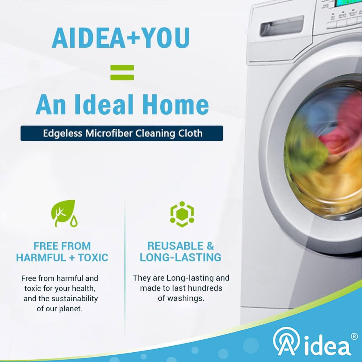 AIDEA Microfibre Cleaning Cloth, Microfibre Cleaning Cloth 12 Units 30 x 30 cm — view 3