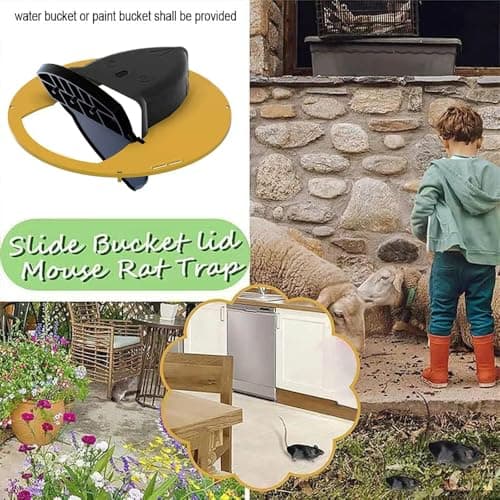 Mouse Trap Bucket Flip Lid,Auto Reset,5 Gallon Bucket Compatible,Humane Automatic Mouse Trap with Flip Slide Lid Reusable for Shed/Basement/Outdoor — view 3