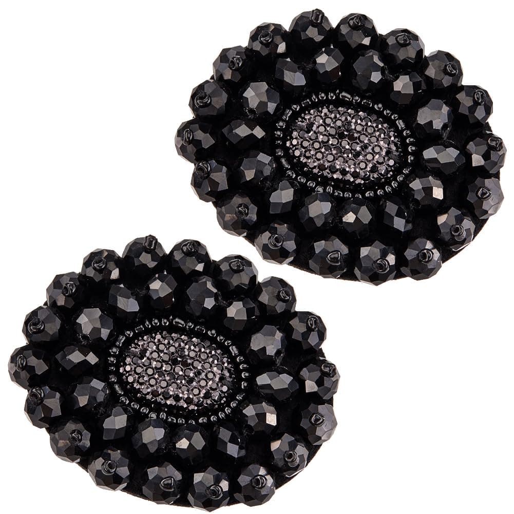 GORGECRAFT 1 Box of 2 Pieces Rhinestone Alloy Clips for Shoes Black Beads Ornaments Removable Jewelry Clip Buckles for Women Shoes Heels Bridal Bags