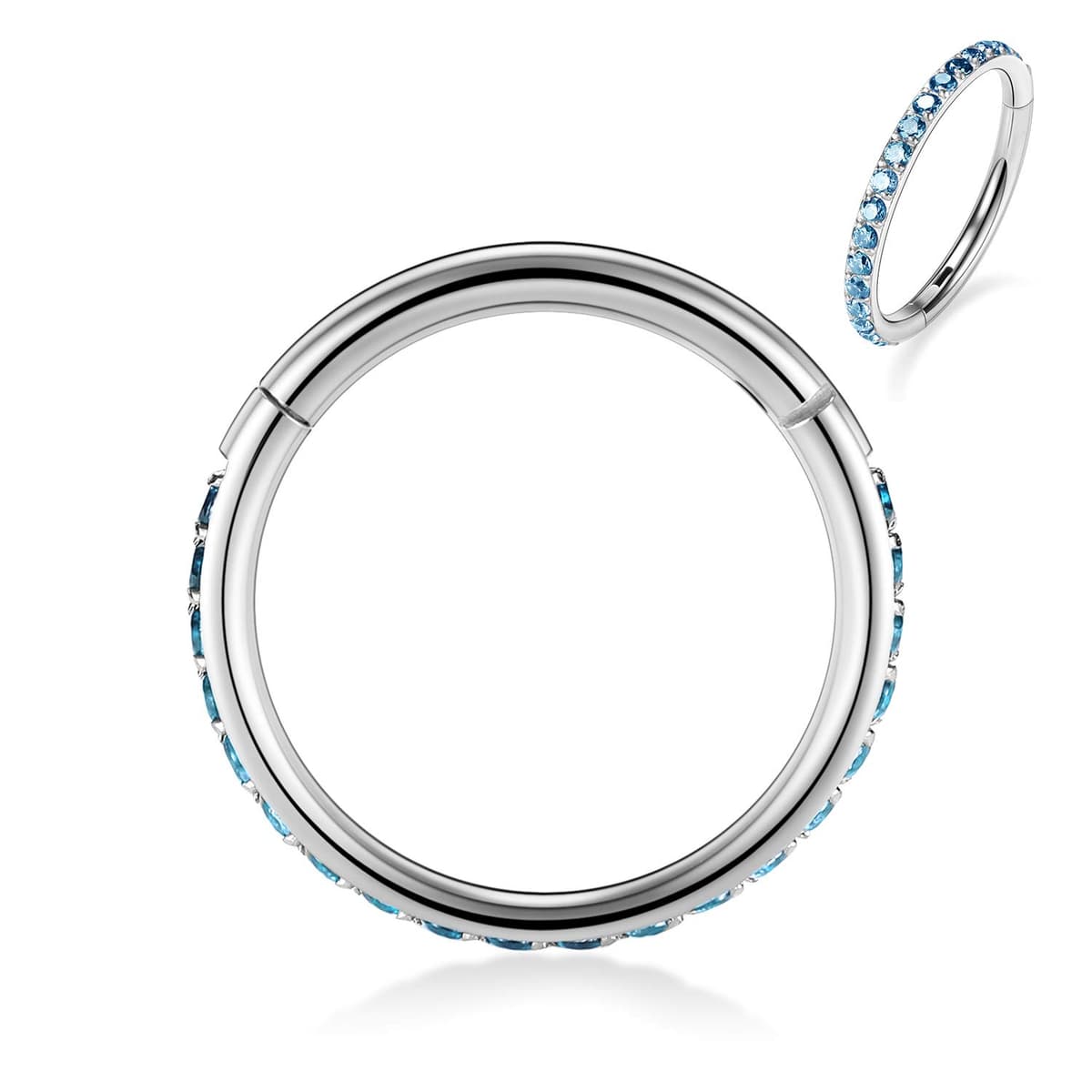 hengkaixuan CZ/Opal Nose Rings Conch Jewellery Septum Clicker 316L Surgical Steel Segment Ring Helix Cartilage Earrings Hoop Daith Tragus Rook Piercing Jewellery — view 95