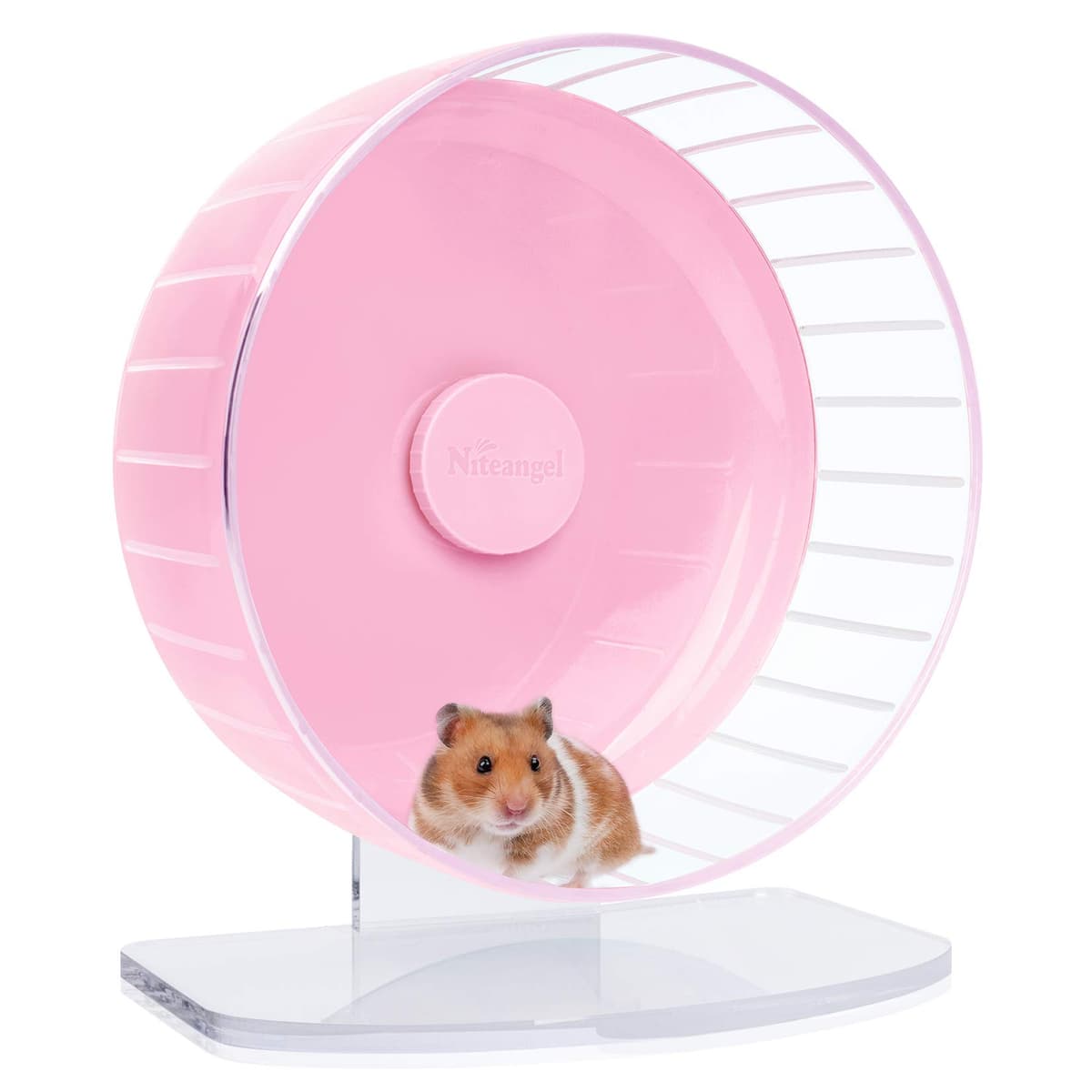 Niteangel Super Silent Hamster Exercise Wheels - Quiet Spinner Hamster Running Wheels with Adjustable Stand for Hedgehog Gerbils Mice Or Other Small Animals (Large, Transparent) — view 17