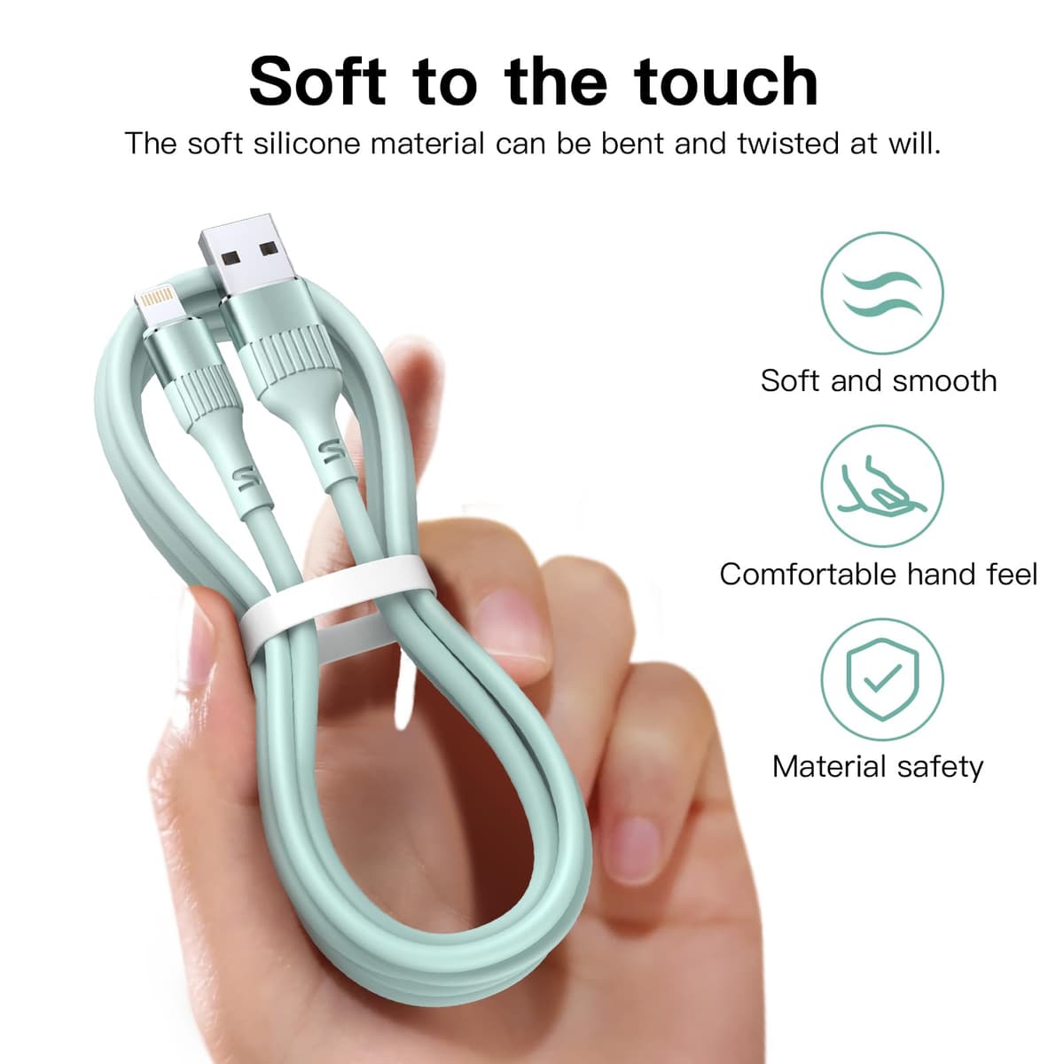 Ankoda iPhone Charger Cable,4Pack 3FT/1M MFi Certified iPhone Fast Charging Cable TPE USB to Lightning Cable Compatible with iPhone 14 13 12 11 Pro Max XR XS X 8 7 6 Plus 5 5S SE — view 3