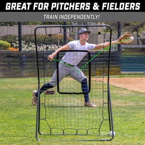 GoSports 5 x 3 ft Baseball & Softball Pitching and Fielding Rebounder - Pitch Back Return Net with Strike Zone — view 3
