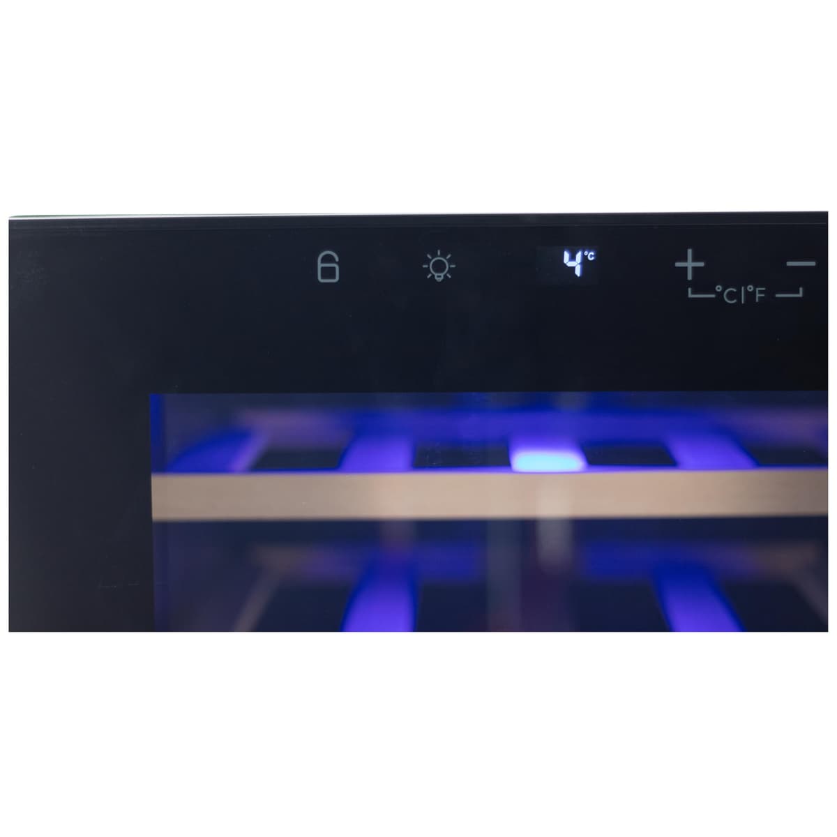 HYE Wine Cooler - Wine Fridge With 20 Bottle/62L Storage, 43CM Width, Wooden Shelves, LED Top Lighting, Temperature Range Adjustment, 40 dB Operation, Perfect For Enthusiasts - RF01WC20B31 — view 5