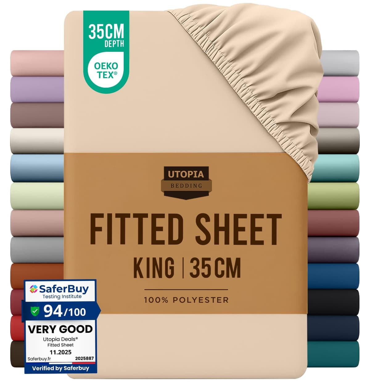Utopia Bedding Fitted Sheet King, Grey - Deep Pocket 14 inch (35 cm) - Easy Care - OEKO-TEX Certified - Soft Brushed Microfibre Fabric - Shrinkage and Fade Resistant - Bottom Sheet — view 117